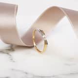 Zweifarbiger Ring, 585 Gold, mit Diamant 0,02 kt