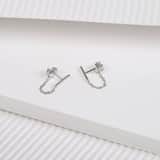 Zilveren oorknoppen rhodiumplated bar ketting voor dames