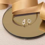 Ohrringe, 585 Gelbgold, Ring mit Kristall