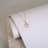 14K geelgouden ketting ovaal met diamant 0,06ct