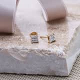 14K geelgouden oorbellen ruit met diamant 0,08ct