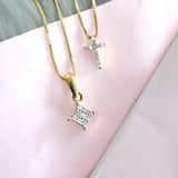 Halskette, 585 Gelbgold, Kreuz, Diamant 0,06 kt