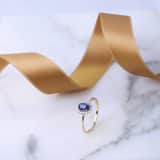Ring, 585 Gelbgold, mit Saphir und Diamant 0,08 kt