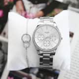 Regal Cadeau Set Heren Horloge Zilverkleurig met gratis armband