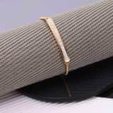 Plattenarmband, Edelstahl, vergoldet, weißer Kristall