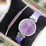 Gerecycled stainless steel plaatarmband amethyst kristal