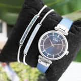Gerecycled stainless steel plaatarmband capri blue kristal