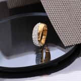 Gerecycleerd stainless steel ring goldplated wit kristal