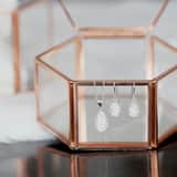 Schmuckset, 925 Silber, Tropfen mit Kristall