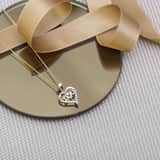 Zweifarbige 375 Gold Halskette mit Herzanhänger mit Zirkonia