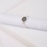 Silberring rund Bali mit Kristall