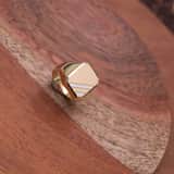 Zweifarbiger Ring aus 585 Gelbgold, sechseckig