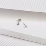 Silberne Ohrringe rhodiniert Kugel 3 mm