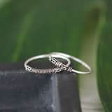 925 Silber, bearbeiteter Ring, gedreht, Kugel