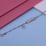 Kinderarmband, 925 Silber, Gravurplättchen, Herz mit Zirkonia