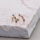Ohrringe, 585 Gelbgold, bunte Zirkonia
