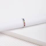 Zilveren ring bar regenboog zirkonia