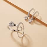 Doppelring aus 925 Silber mit Zirkonia