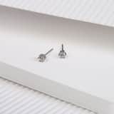 Ohrringe aus 925er Silber, rund, 3 mm, mit Zirkoniabesatz