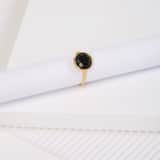 Ring aus 925 Silber, gold, Edelstein schwarzer Onyx