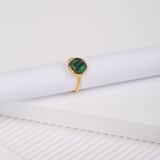 Ring aus 925 Silber, Gold, Edelstein Malachit