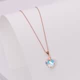 Zilveren roséplated ketting met hanger hart met kristal voor dames