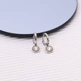 Stainless steel oorringen met hanger zon met zirkonia