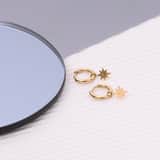 Stainless steel goldplated oorringen met hanger ster voor dames