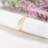 14 karaat geelgouden dubbele ring hart en zirkonia