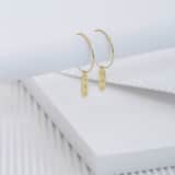 Zilveren goldplated oorringen met hanger met zirkonia voor dames