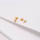 Zilveren oorknoppen goldplated zirkonia 3,5mm voor dames