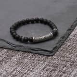 Herrenarmband, Edelstahl, mit Edelstein, schwarzer Achat