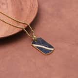 Stainless steel goldplated herenketting met hanger met zirkonia