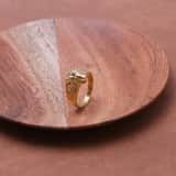 Stainless steel goldplated herenring leeuw
