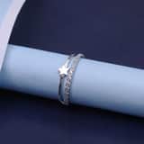 Kinderring, 925 Silber, doppelt, mit Stern und Zirkonia