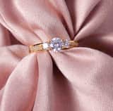Zilveren goldplated ring met zirkonia