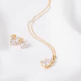 Zilveren goldplated set ketting en oorbellen
