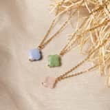 Stainless steel goldplated ketting met hanger bloem met blauwe agaat voor dames
