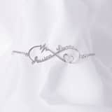 Zilveren naamarmband infinity/heart/heartbeat