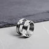 Gerecycled stainless steel anxiety ring met 3 strepen