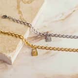 Stainless steel goldplated gourmet armband met slotje