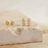 Myla stainless steel goldplated oorknoppen met zirkonia voor dames