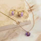 Stainless steel goldplated ketting met hanger met amethyst voor dames