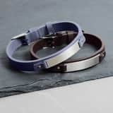 Edelstahlarmband Leder grau