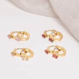 Stainless steel goldplated oorringen met zirkonia voor dames
