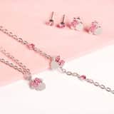 Disney stainless steel set oorknoppen 2 paar Minnie Mouse met kristal roze
