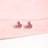 Edelstahlohrstecker Mickey Mouse mit rosa Kristall