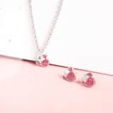 Disney stainless steel oorknoppen Minnie Mouse met roze kristal