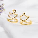 Zilveren goldplated dubbele earcuff met zirkonia