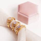Stainless steel goldplated vintage ring met roze hart